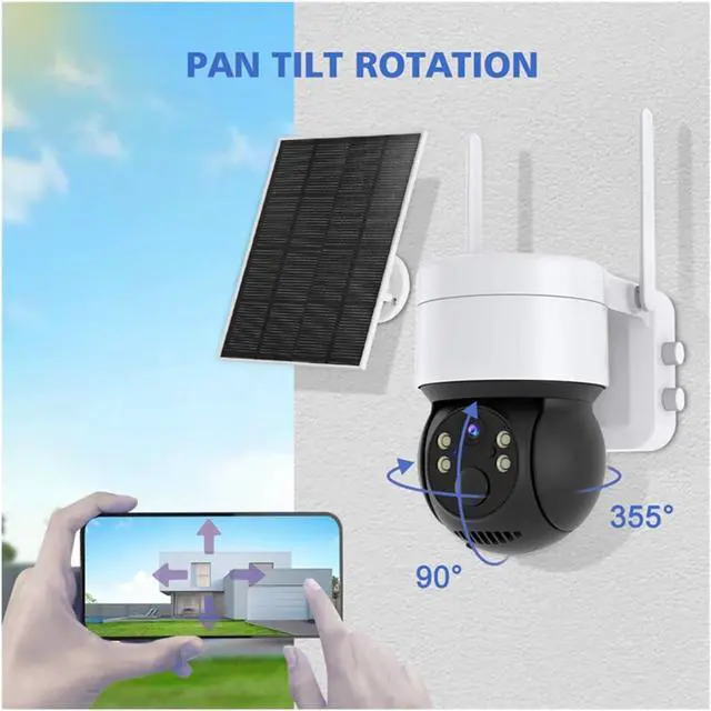 Alt view image 3 of 6 - 360 PTZ Solar WiFi Battery Outdoor Security IP Camera