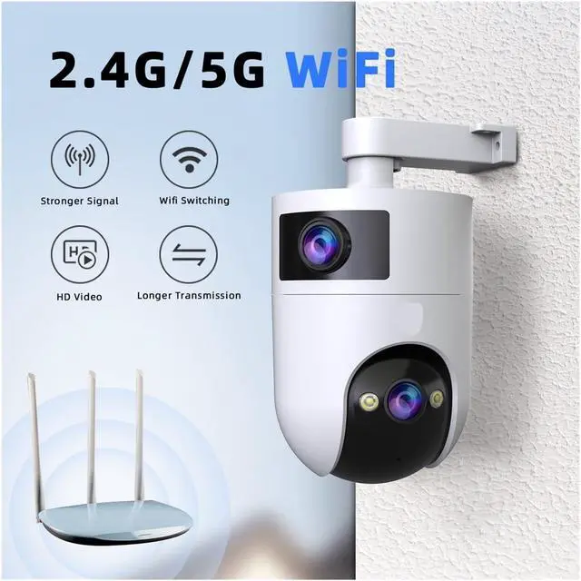 Alt view image 2 of 6 - 8MP Dual Lens WiFi Outdoor PTZ Security IP Camera