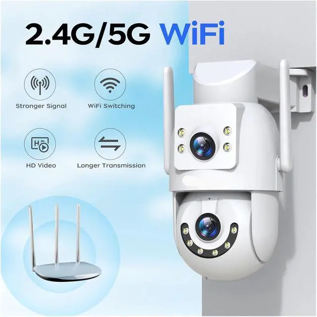 Alt view image 4 of 6 - 8MP WiFi PTZ Outdoor Security Camera Dual Screen Surveillance IP Camera