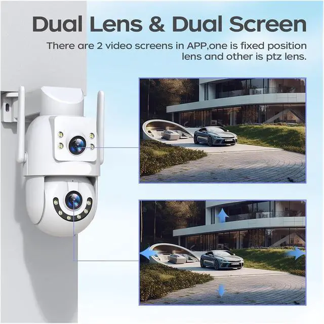 Alt view image 3 of 6 - 8MP WiFi PTZ Outdoor Security Camera Dual Screen Surveillance IP Camera