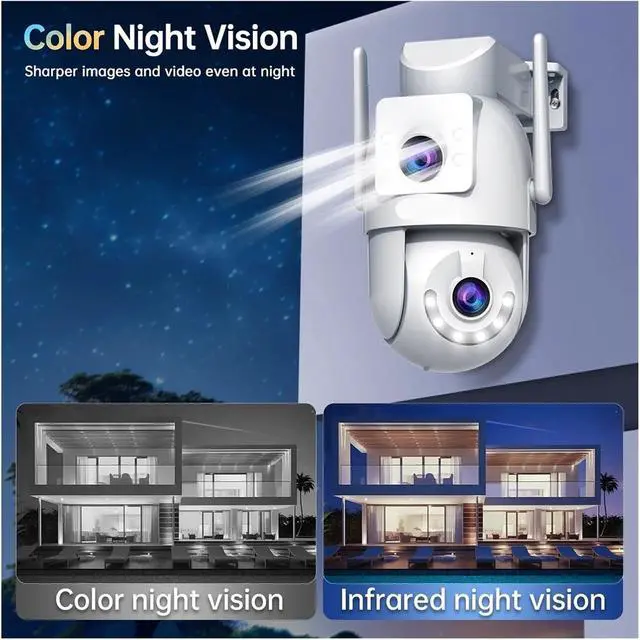 Alt view image 6 of 6 - 8MP WiFi PTZ Outdoor Security Camera Dual Screen Surveillance IP Camera