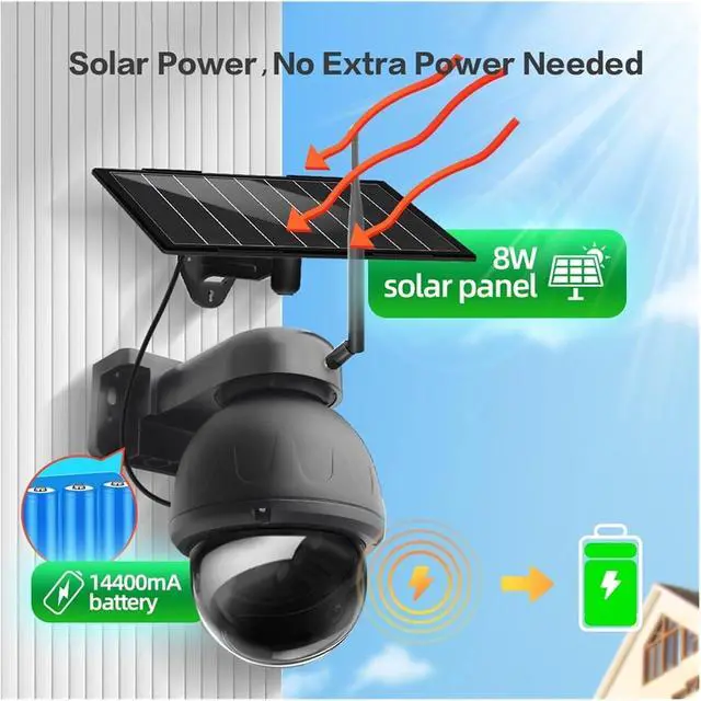 Alt view image 4 of 7 - AOV WiFi Solar PTZ Outdoor Security Camera 2K 3MP Metal Housing Cam