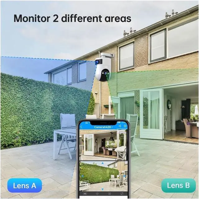 Alt view image 4 of 6 - 8MP Dual Lens WiFi Outdoor PTZ Security IP Camera