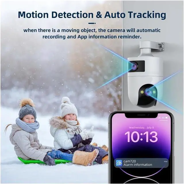 Alt view image 5 of 6 - 8MP Dual Lens WiFi Outdoor PTZ Security IP Camera