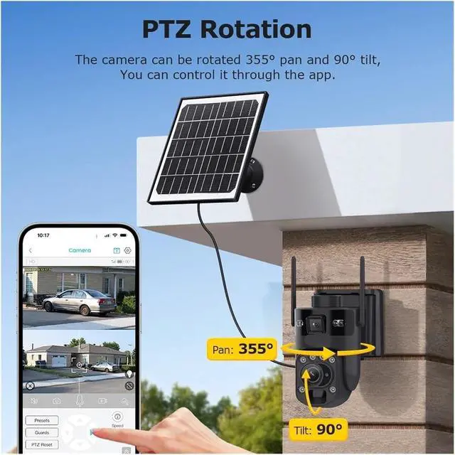 Alt view image 6 of 7 - 4K Dual Screen Solar PTZ Outdoor Security Surveillance Camera