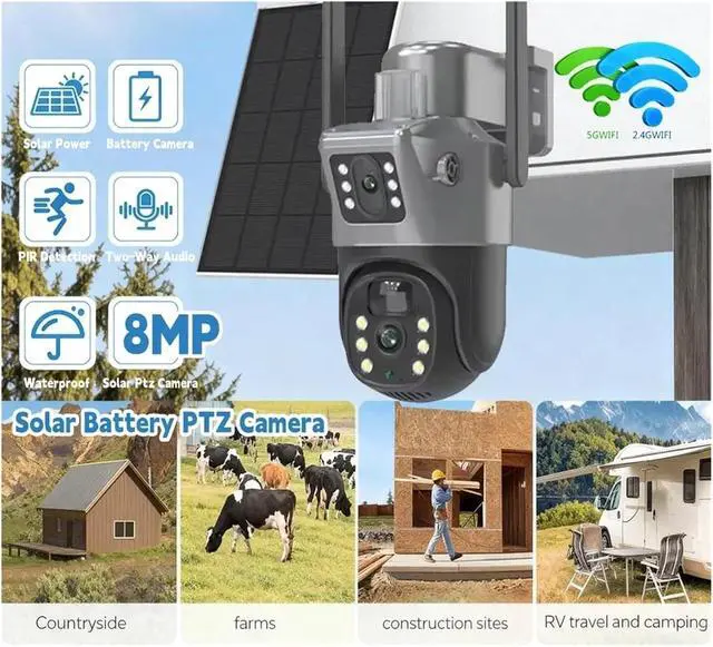 Alt view image 3 of 7 - Solar PTZ WiFi Outdoor CCTV Home Security Surveillance Camera