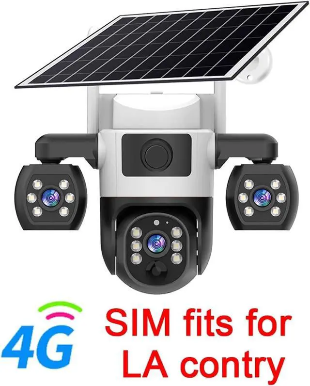 Alt view image 2 of 7 - 6MP 4G WiFi Solar Outdoor PTZ Camera Triple Lens Security Surveillance Camera