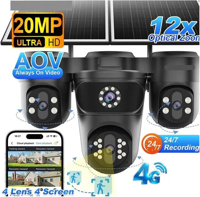 Alt view image 3 of 7 - 20MP 4G AOV Solar PTZ Security CCTV Camera