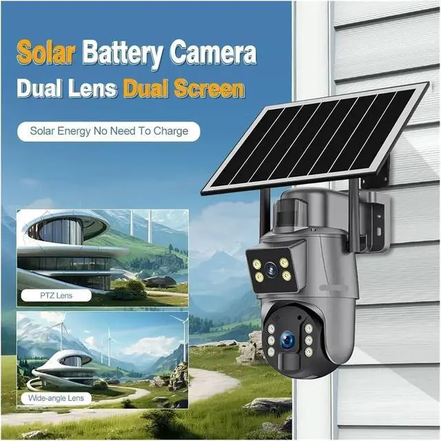 Alt view image 5 of 7 - 8MP 4G Solar Outdoor Security Camera Dual Screen WiFi CCTV Camera