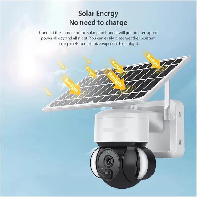 Alt view image 2 of 6 - 2MP WiFi Solar Floodlight Outdoor Security Surveillance IP Camera