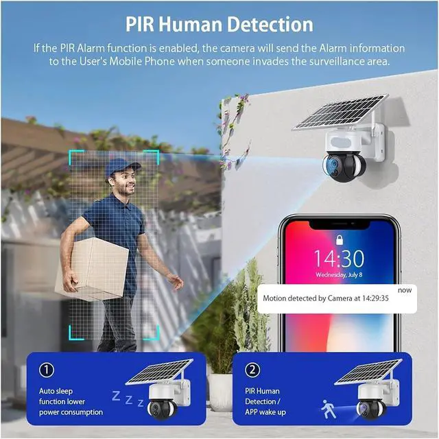 Alt view image 4 of 6 - 2MP WiFi Solar Floodlight Outdoor Security Surveillance IP Camera