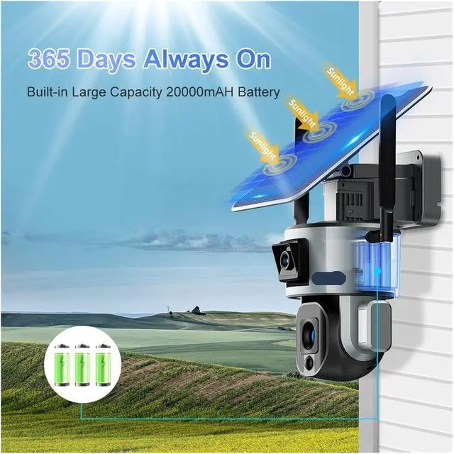 Alt view image 7 of 7 - 8MP 4K Dual Lens Solar Outdoor PTZ Security IP Camera