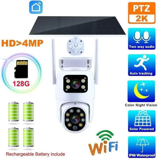 Alt view image 2 of 7 - 4MP Tuya Solar Outdoor PTZ Camera Dual Lens Wireless Security CCTV Camera