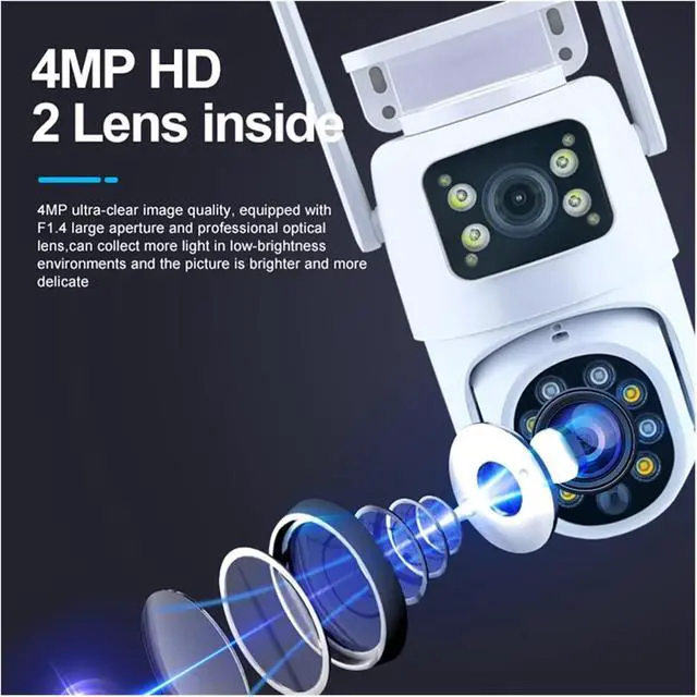 Alt view image 3 of 7 - 4MP Tuya Solar Outdoor PTZ Camera Dual Lens Wireless Security CCTV Camera