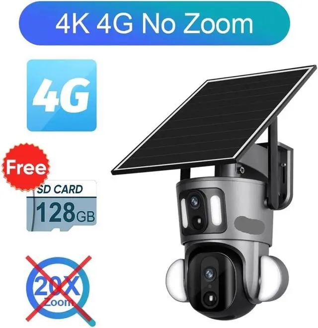 Alt view image 2 of 7 - 8MP 4K 4G WiFi Solar PTZ Camera Dual Screen Outdoor Security Surveillance Camera