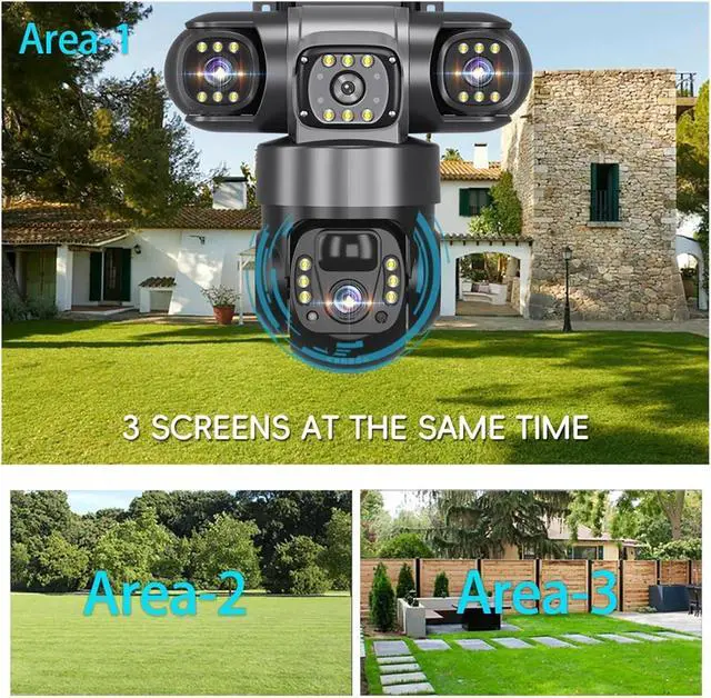 Alt view image 4 of 7 - V380 Pro 3 Lens 3 Screen Solar 4G PTZ Outdoor IP Camera