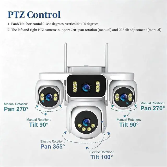 Alt view image 5 of 7 - 20MP Four Screen 4G AOV Solar Outdoor PTZ Security Camera