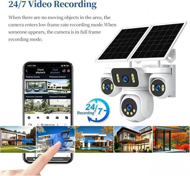 Alt view image 4 of 7 - 20MP Four Screen 4G AOV Solar Outdoor PTZ Security Camera