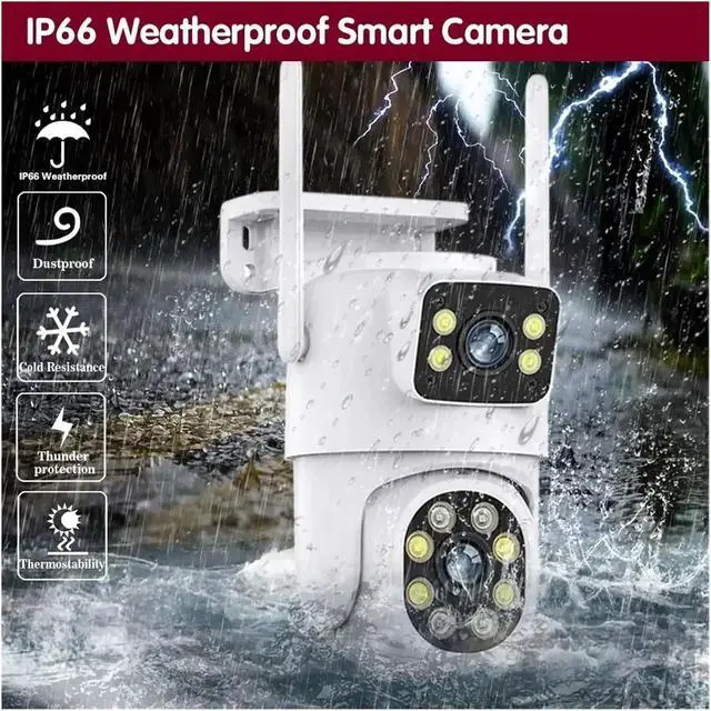 Alt view image 6 of 6 - 8MP 4K WiFi Outdoor PTZ Security Device Dual Lens Dual Screen Auto Tracking ONVIF Compatible(US,8MP NO SD Card)