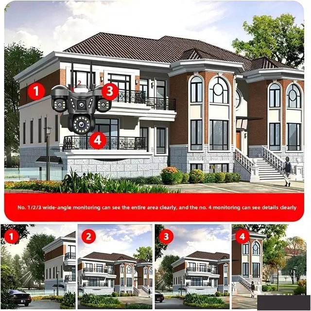 Alt view image 2 of 7 - 20MP 4 Lens 4 Screen WiFi Outdoor PTZ Security Camera