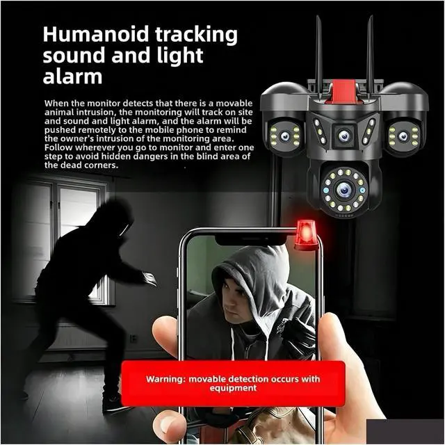 Alt view image 3 of 7 - 20MP 4 Lens 4 Screen WiFi Outdoor PTZ Security Camera