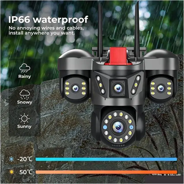 Alt view image 4 of 7 - 20MP 4 Lens 4 Screen WiFi Outdoor PTZ Security Camera
