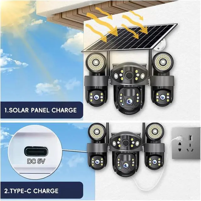 Alt view image 5 of 7 - V380 PTZ Solar 4G Outdoor Street Light CCTV Security Camera