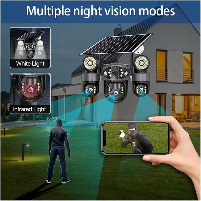 Alt view image 6 of 7 - V380 PTZ Solar 4G Outdoor Street Light CCTV Security Camera