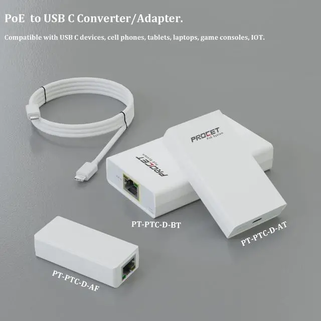 Alt view image 4 of 6 - PoE to USB C Converter for Smart Phone/Tablet, USB-C to Ethernet Adapter with 60W Charging, Power & Data 2-in-1 RJ45 Port to Type-C Adapter, 10/100Mbps High Speed Plug & Play,IEEE802.3bt