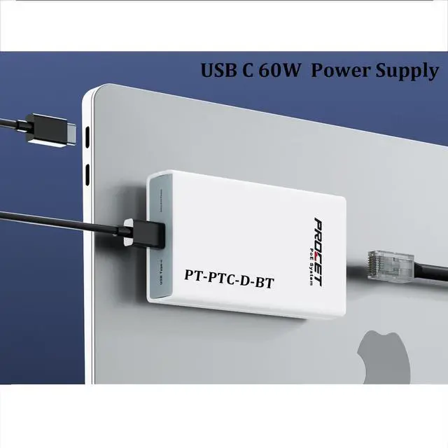 Alt view image 3 of 6 - PoE to USB C Converter for Smart Phone/Tablet, USB-C to Ethernet Adapter with 60W Charging, Power & Data 2-in-1 RJ45 Port to Type-C Adapter, 10/100Mbps High Speed Plug & Play,IEEE802.3bt