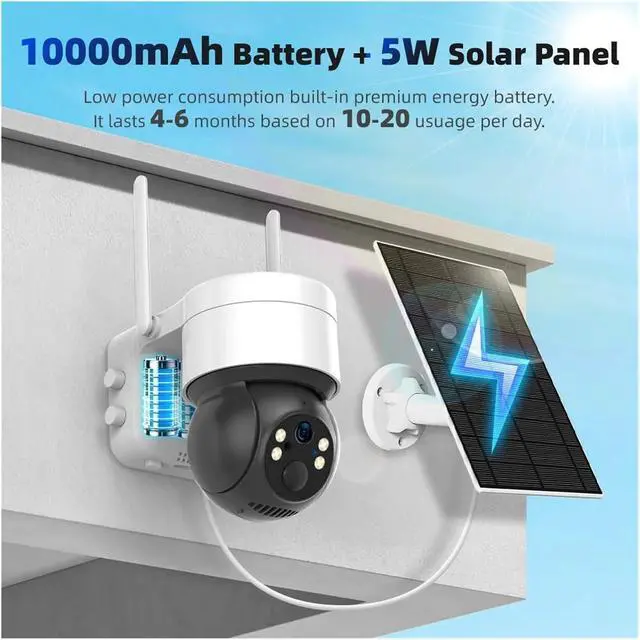 Alt view image 4 of 7 - Solar Outdoor PTZ Security Camera