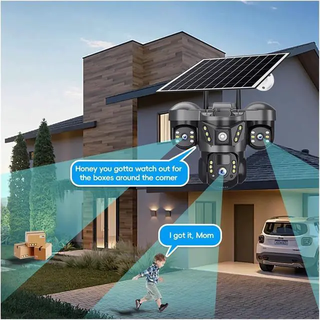Alt view image 4 of 6 - 15MP 8K 3 Lens 4G Solar Outdoor PTZ Security IP Camera