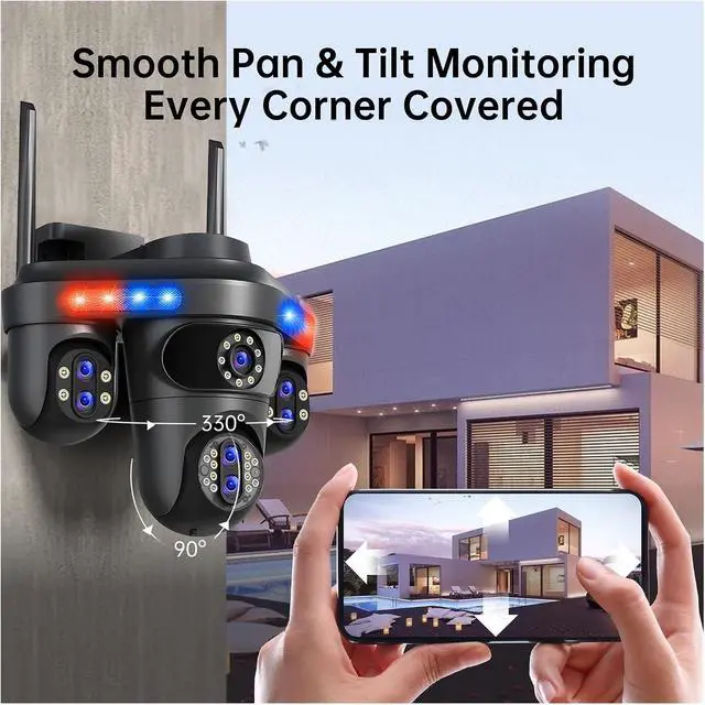 Alt view image 3 of 6 - WiFi Outdoor Multi-Lens PTZ Wireless Security IP Camera
