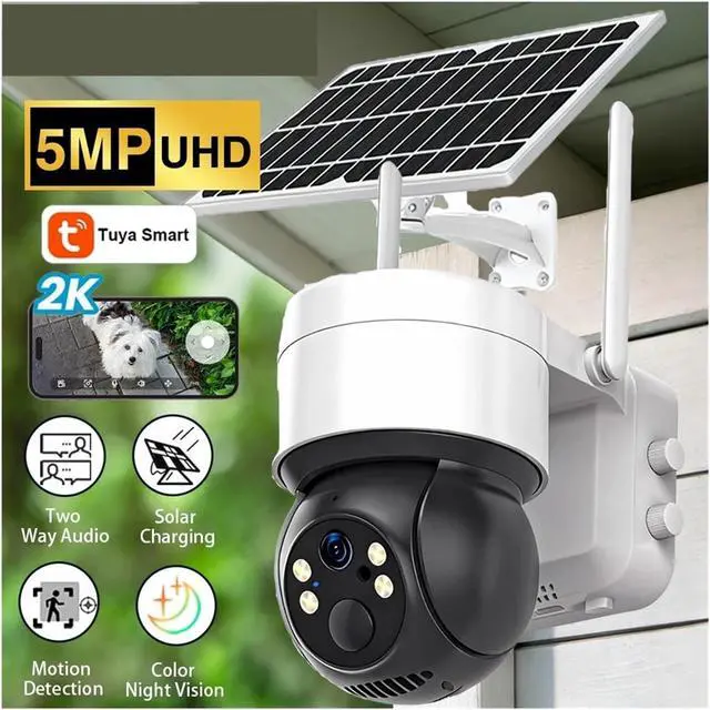 Alt view image 2 of 6 - 5MP Tuya Solar WiFi Battery Outdoor Security Camera