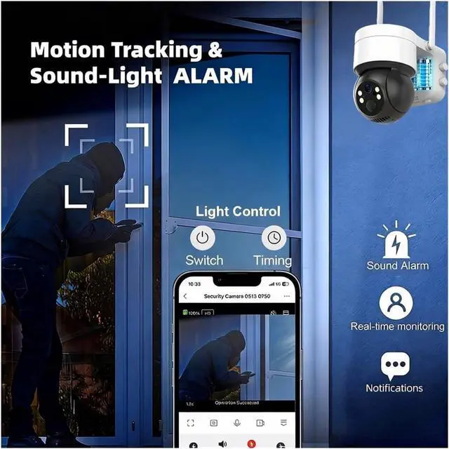 Alt view image 4 of 6 - 5MP Tuya Solar WiFi Battery Outdoor Security Camera