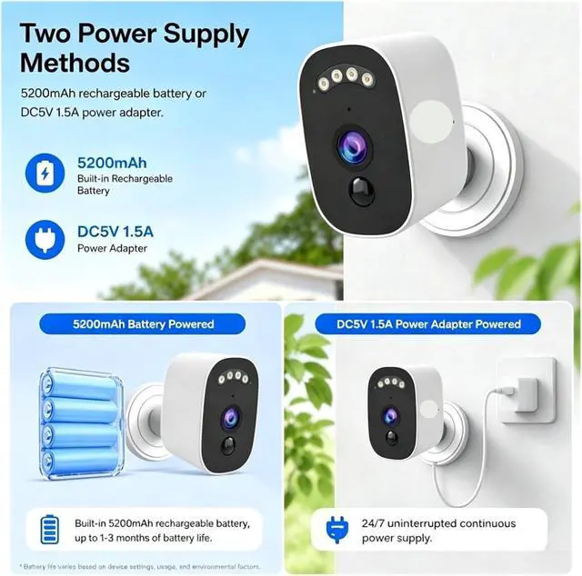 Alt view image 2 of 6 - Battery WiFi Outdoor Bullet Wireless Security IP Camera