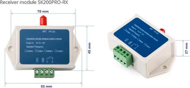 Alt view image 6 of 7 - SK200PRO 100mW Dry Contact I/O Signal Way Relay Module 4~6Km LoRa Wireless Switch Control Module RF Transmission Module x 1 Set (433 MHz)