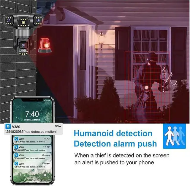Alt view image 4 of 7 - 4G WiFi PTZ Outdoor Waterproof Security IP Camera