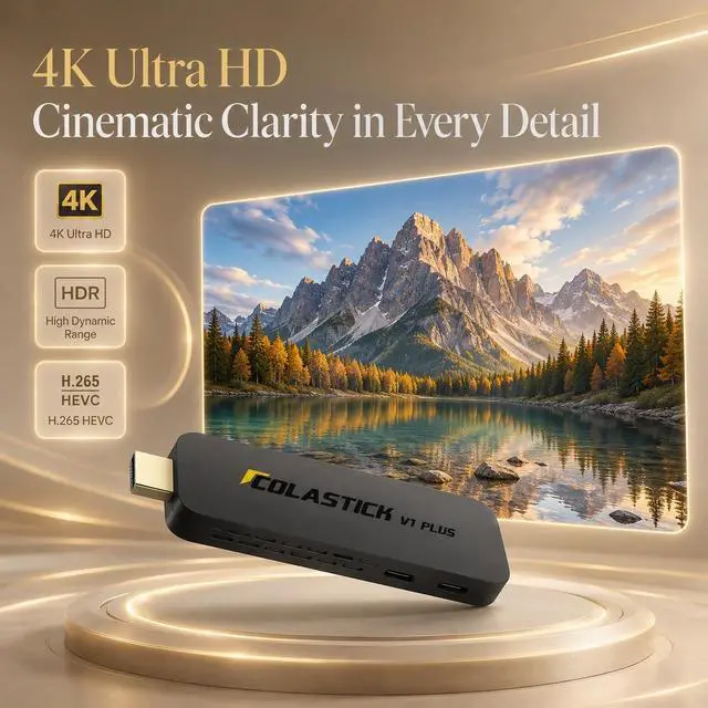 Alt view image 4 of 6 - COLASTICK V1 Plus, Network Connectivity Device, WiFi, 2GB RAM 32GB ROM, Android 14, Power Cord and User Manual, Remote Control