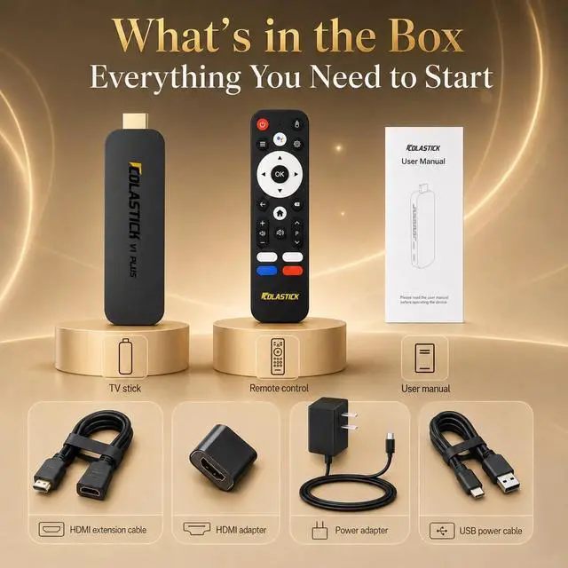 Alt view image 6 of 6 - COLASTICK V1 Plus, Network Connectivity Device, WiFi, 2GB RAM 32GB ROM, Android 14, Power Cord and User Manual, Remote Control