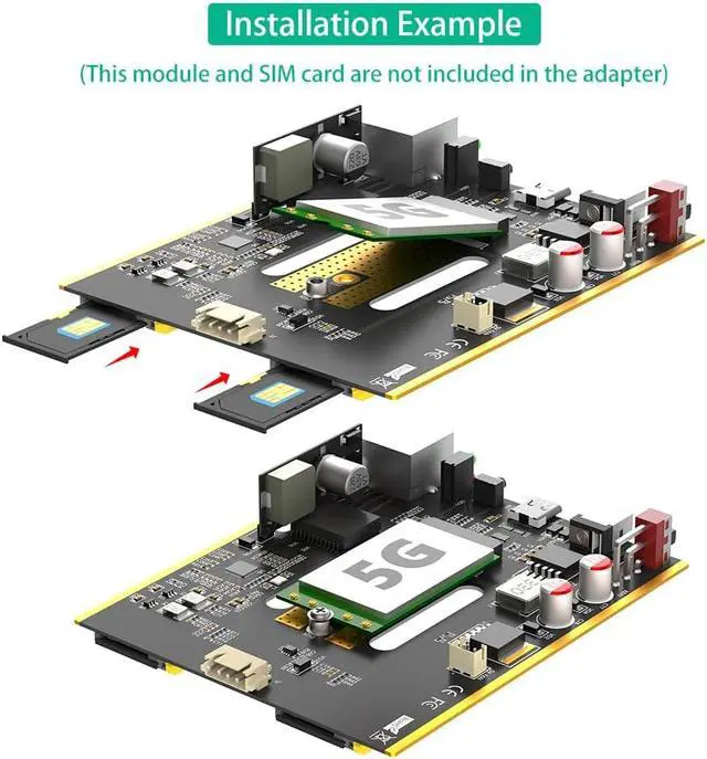 Alt view image 5 of 7 - NGFF(M.2) 4G/5G Module to Type C Adapter with POE Module and Dual SIM Card Slot and RJ45 Port, Realtek RTL8125BG Controller