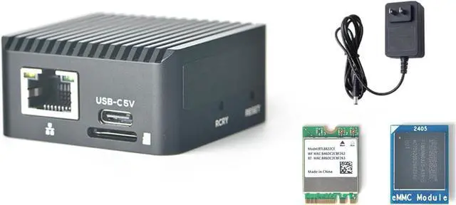 Main image of Youyeetoo Friendlyelec nanopi zero2, Tiny GBE Computer Router - 1/2GB RAM - with EMMC Socket, RJ45 GBE, RK3528A, Hidden WiFi Antenne (WiFi Kit, 2+64GB)