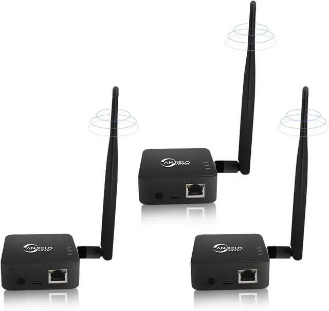Main image of Wireless Bridge,2.4G Point to Point Outdoor 1KM Long Range WiFi Bridges for PtP/PtMP with High Gain Antenna, Type-C Adapter, RJ45 Ethernet Port (Black) (3 Pack TX)
