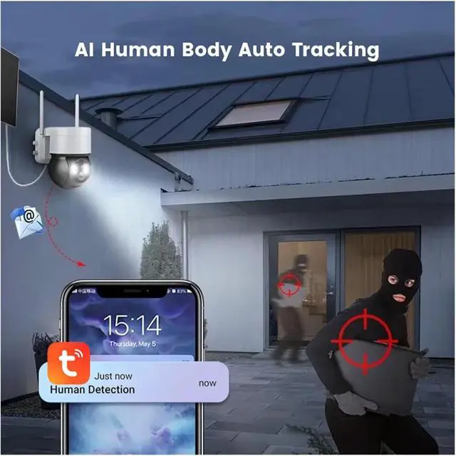 Alt view image 3 of 7 - 5MP Solar WiFi PTZ Battery Powered Outdoor IP Camera