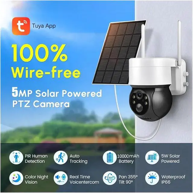 Alt view image 2 of 7 - 5MP Solar WiFi PTZ Battery Powered Outdoor IP Camera