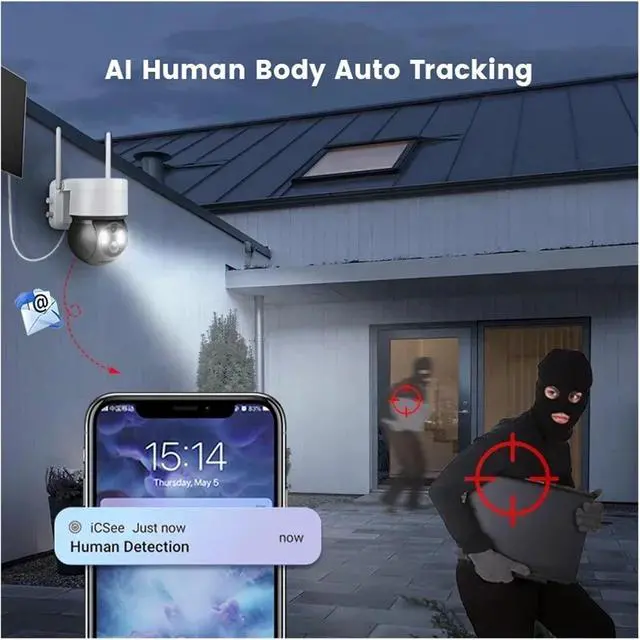 Alt view image 6 of 7 - 5MP Solar WiFi PTZ Battery Powered Outdoor IP Camera