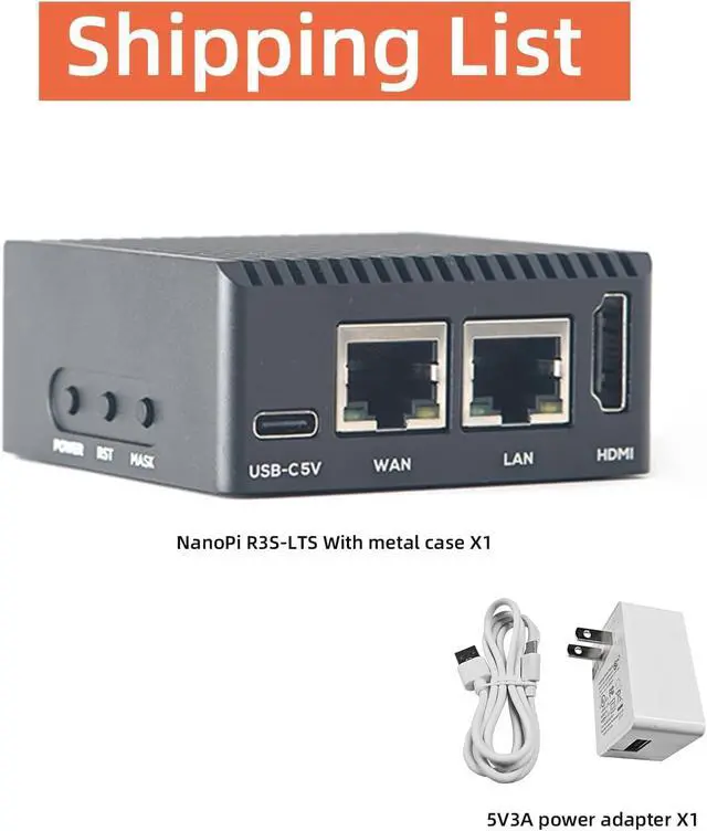 Alt view image 2 of 7 - NanoPi R3S-LTS RK3566 Dual GbE 2GB RAM 4K HD MI Output USB 3.0 - Perfect for Home Server/Network Storage/Soft Router (Metal Case Kit with Power, 2GB RAM + 32GB eMMC)
