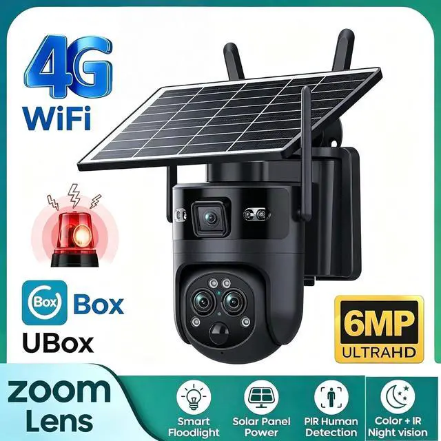 Alt view image 2 of 7 - 3-Lens Dual View Solar Security Camera Wireless Outdoor, 15X Zoom PTZ Surveillance Camera, Color IR Night Vision, PIR Human Tracking, Two-Way Audio, for Outdoor Security Monitoring camera1
