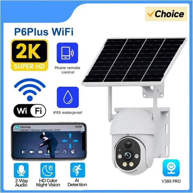 Alt view image 2 of 7 - 6MP Solar 4G WiFi Outdoor Waterproof Security IP Camera