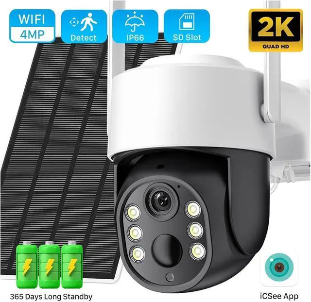 Alt view image 2 of 7 - 4MP WiFi PTZ Solar Battery Outdoor Security IP Camera